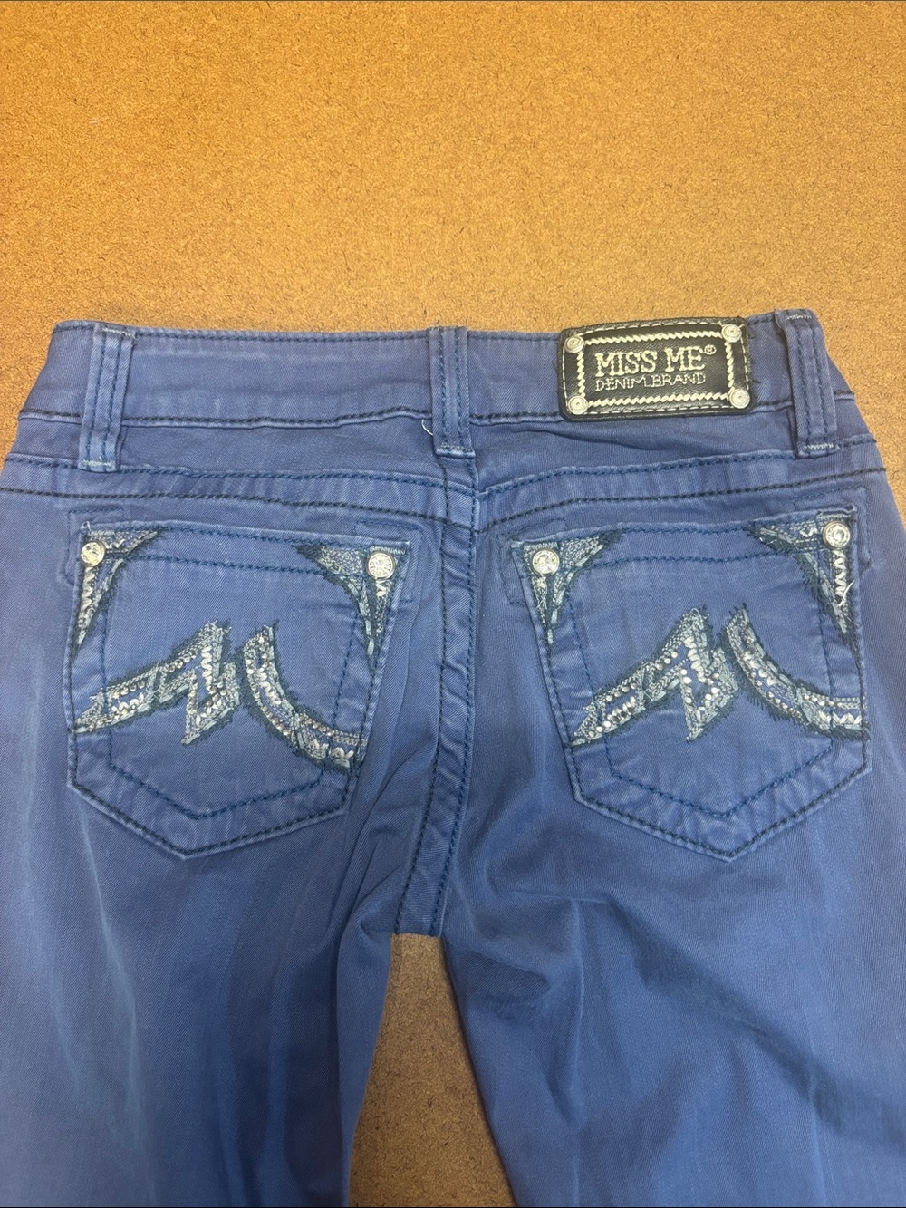 Miss Me 27x32 Cobalt Blue Skinny Jeans with Embroidered Pocket Detail